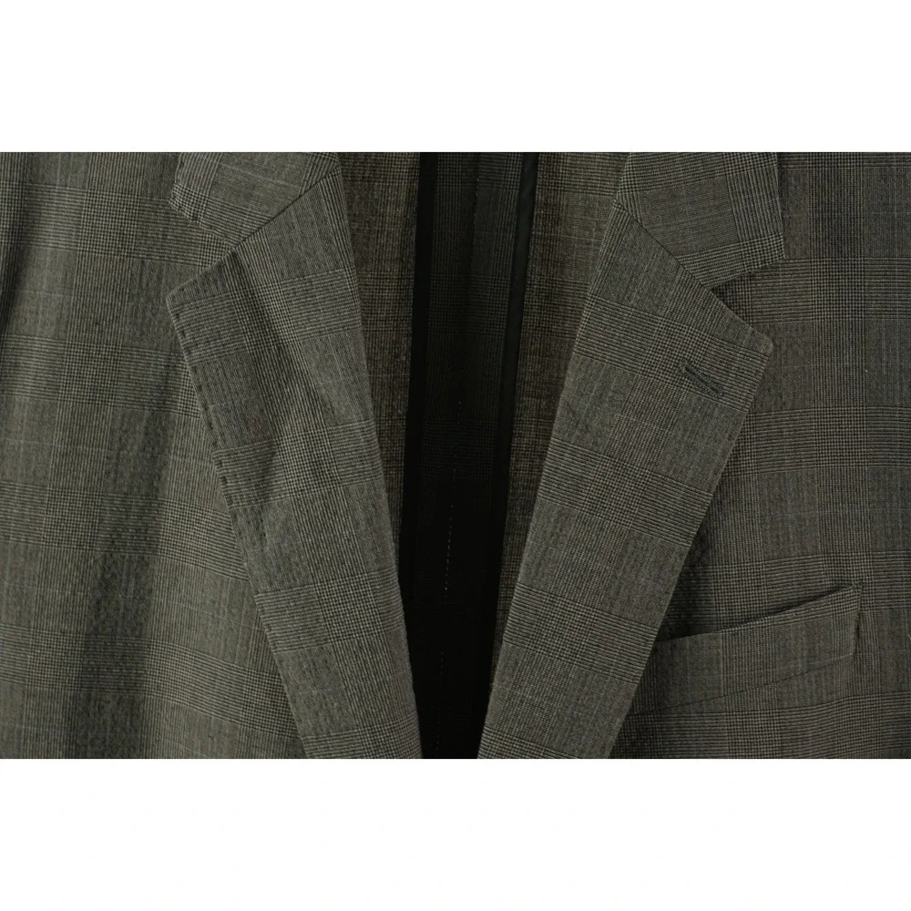 Banana Republic Smart-Weight Performance‎ Wool Seersucker Men's 44R Gray Plaid